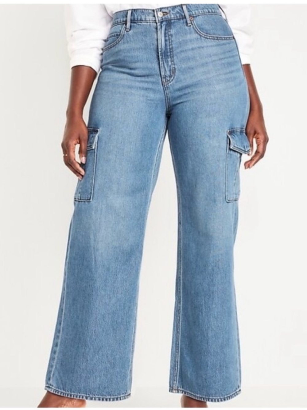 Old Navy Light Blue Cargo Jeans with Side Flap Pockets